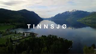 Drone views of lake Tinn (Tinnsjø) and Gaustatoppen