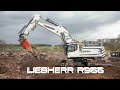 Liebherr excavators demolishing power station footings  liebherr demolition oilquick