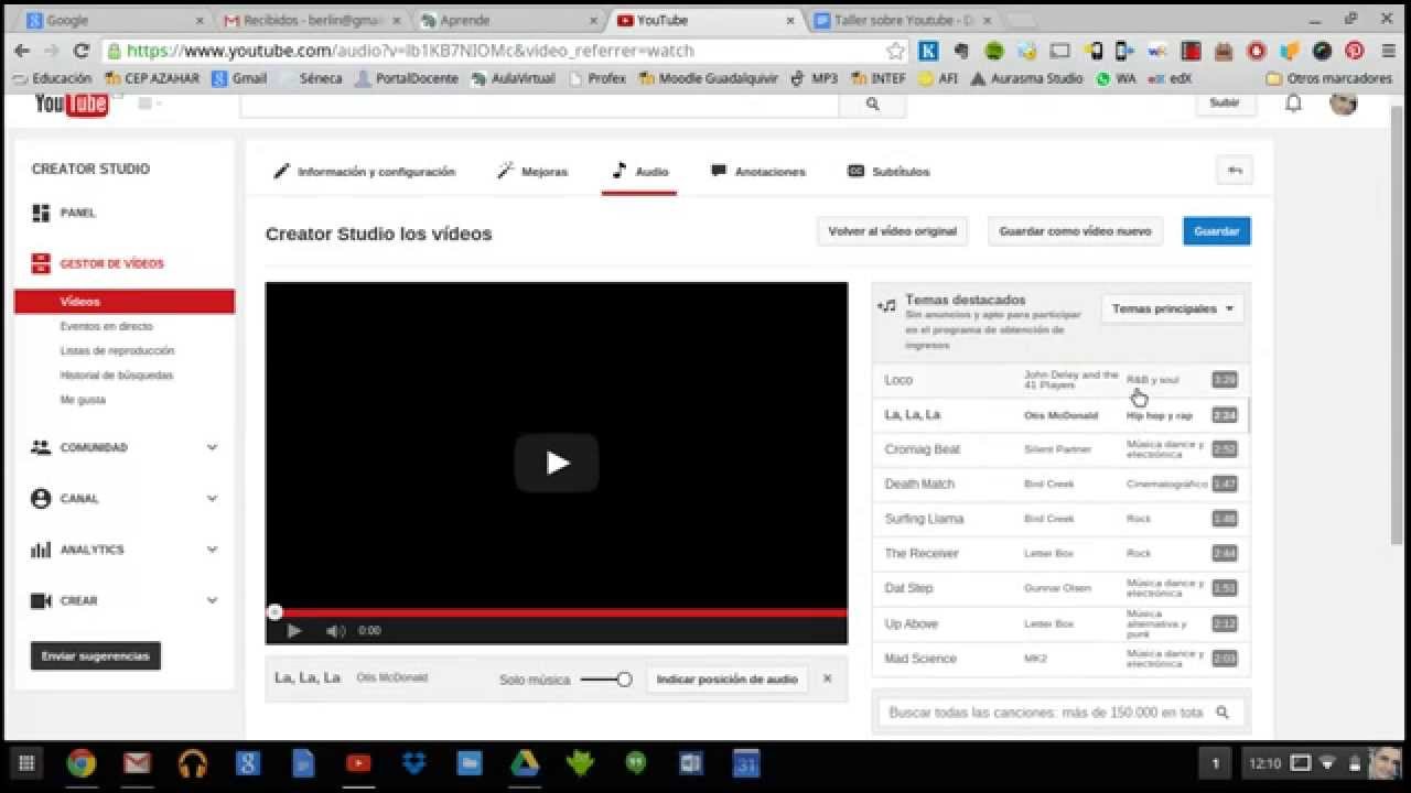El audio en Creator Studio de Youtube - YouTube