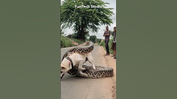 😱🔥Dog Vs Python Attack on Road #animals #animallover #dog #python #shortvideo #short #wildlife #usa