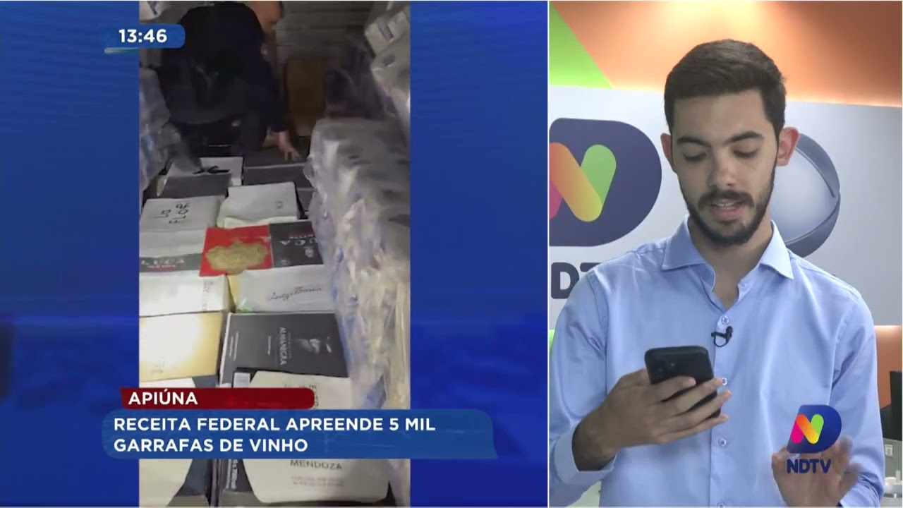 Apiúna: Receita Federal apreende 5 mil garrafas de vinho
