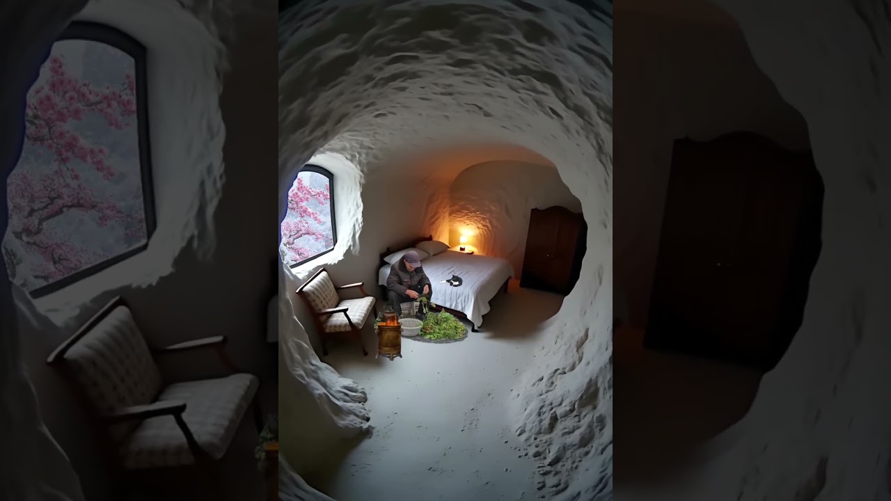 Cave life snowfall, paradise, alone