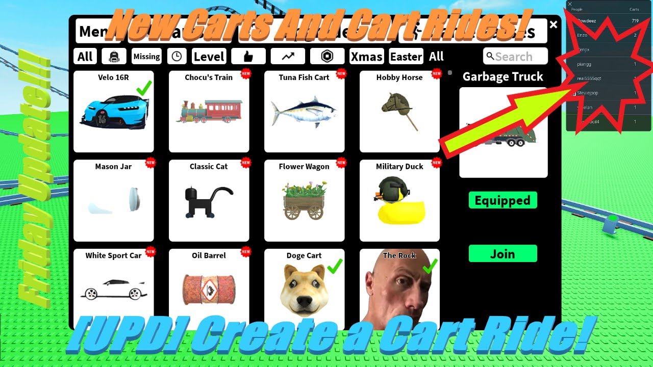 New Carts And Cart Rides! [UPD] Create a Cart Ride! Friday Update ...