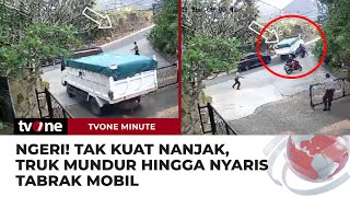 Detik-Detik Truk Berjalan Mundur Gegara Tak Kuat Nanjak | tvOne Minute