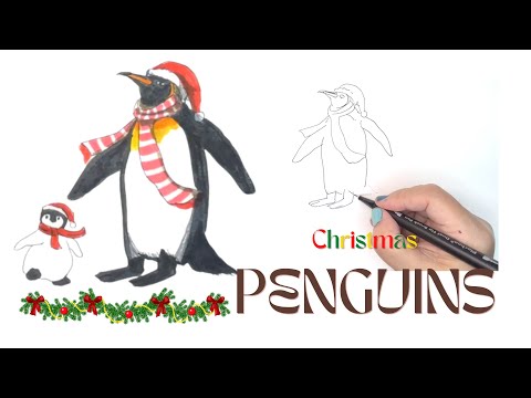 how to draw Penguin REALISTIC  | Step by Step Tutorial | Christmas