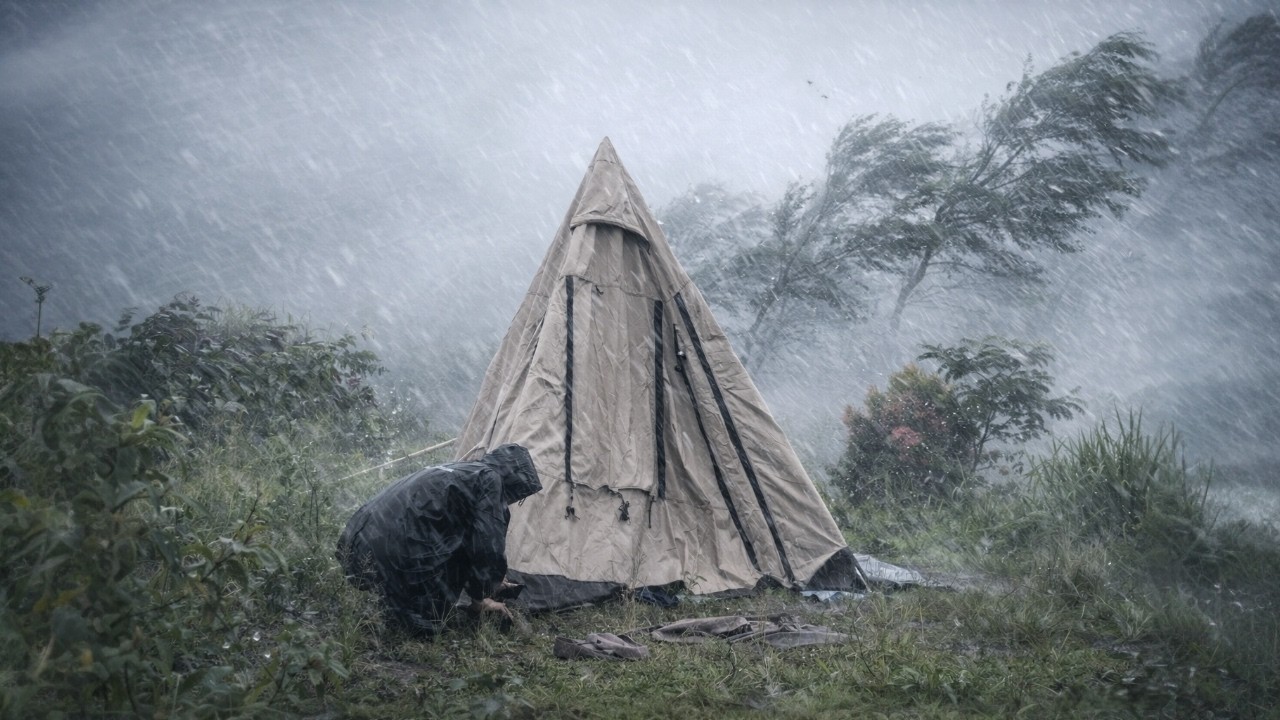 Am I Brave Enough⁉️Camping in Rough Weather🌪️Solo Camping in Heavy Rain Storm