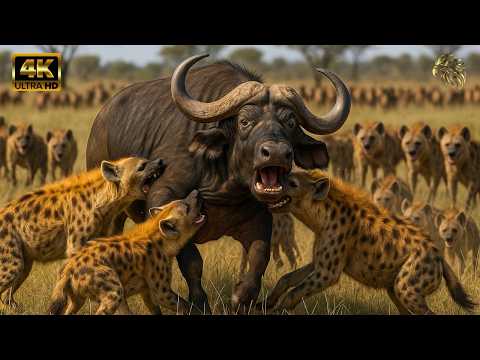 أعنف معركة بقاء بين الجاموس والضبع في السافانا الأفريقية وثائقي عن الحيوانات