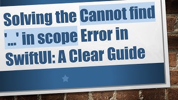 Solving the Cannot find 