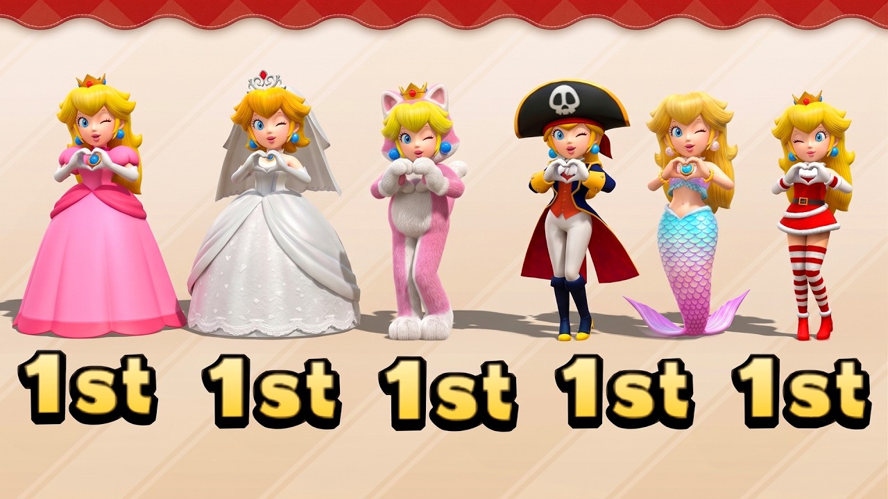 【マリオパーティ100ミニゲームコレクション】全コスチューム比較！特別衣装のピーチ, マリオ, デイジー ルイージ4K (UHD)