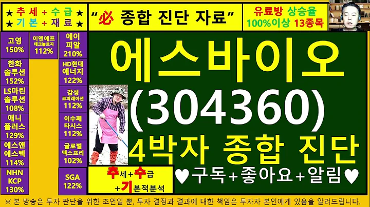 에스바이오메딕스(304360)4차원종목진단및향후주가전망 추수기(추수)전문가