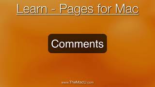 Comments - Pages for Mac Tutorial