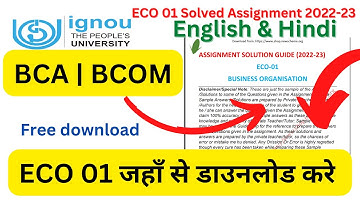 ECO 01 Solved Assignment 2022-23 | ECO 01 Solved Assignment free download
