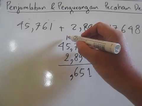 Cara Penjumlahan Dan Pengurangan Pecahan Desimal Atau Bilangan Koma Youtube
