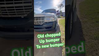 swapping out this old chopped up bumper with a new one on this Lincoln Navigator #kenfixit #lincoln