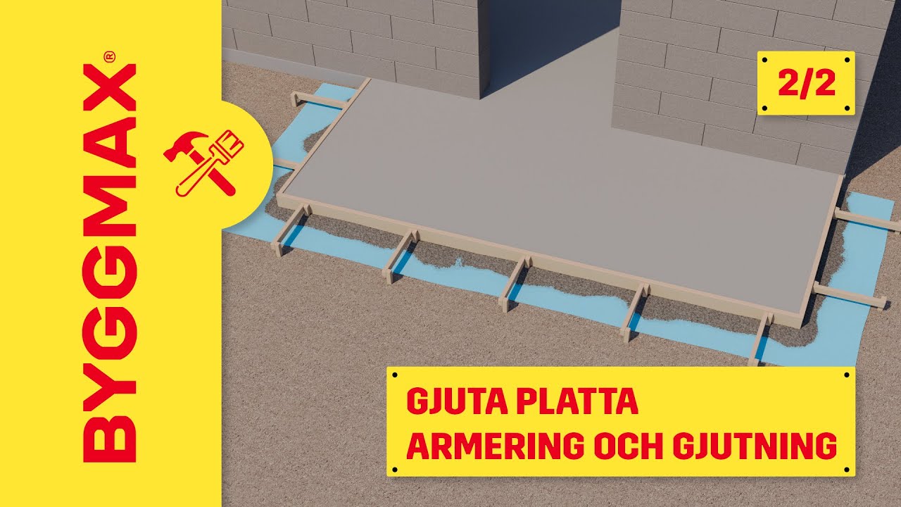 Gjuta platta del 2, armering och gjutning - YouTube