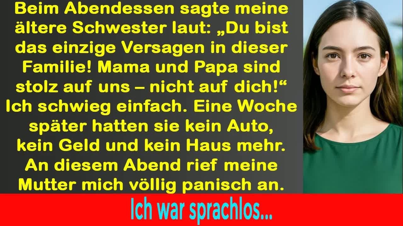 Beim Abendessen nannte mich meine Schwester Versager – eine Woche später bat sie um meine Hilfe