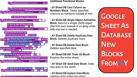 Download Latest AY Sheet (Spreadsheet) As Database Blocks + Their Tutorials In Sketchware Pro
