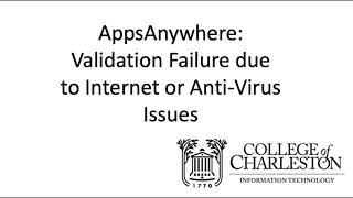 AppsAnywhere Validation Errors Due to Internet Issues Profile