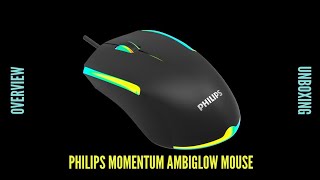 PHILIPS 3-Button Ambidextrous Wired USB Optical Mouse with RGB “Ambiglow”  | Unboxing and overview