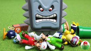 マリオ おもちゃ【まさかのドッスン落下】ファイアマリオでぐらぐらステージを攻略しよう！Super Mario Toys