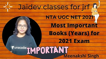 Most Important Books (Years) for 2021 Exam I  NTA UGC NET/JRF I Meenakshi Singh