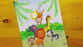 رسم حديقة الحيوان 2 || zoo drawing