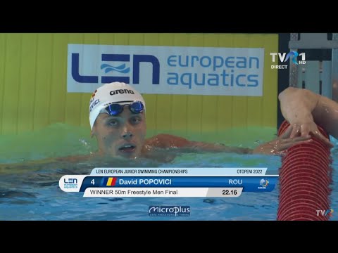 AUUUUR! David Popovici este campion european în proba de 50 m liber de la CE de Înot Juniori