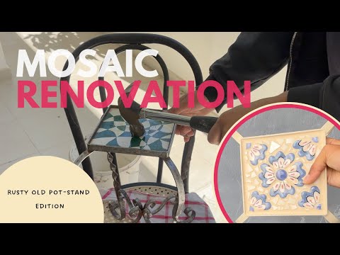 Transforming a Rusty Pot Stand: DIY Renovation & Custom Mosaic Tile! 🌟