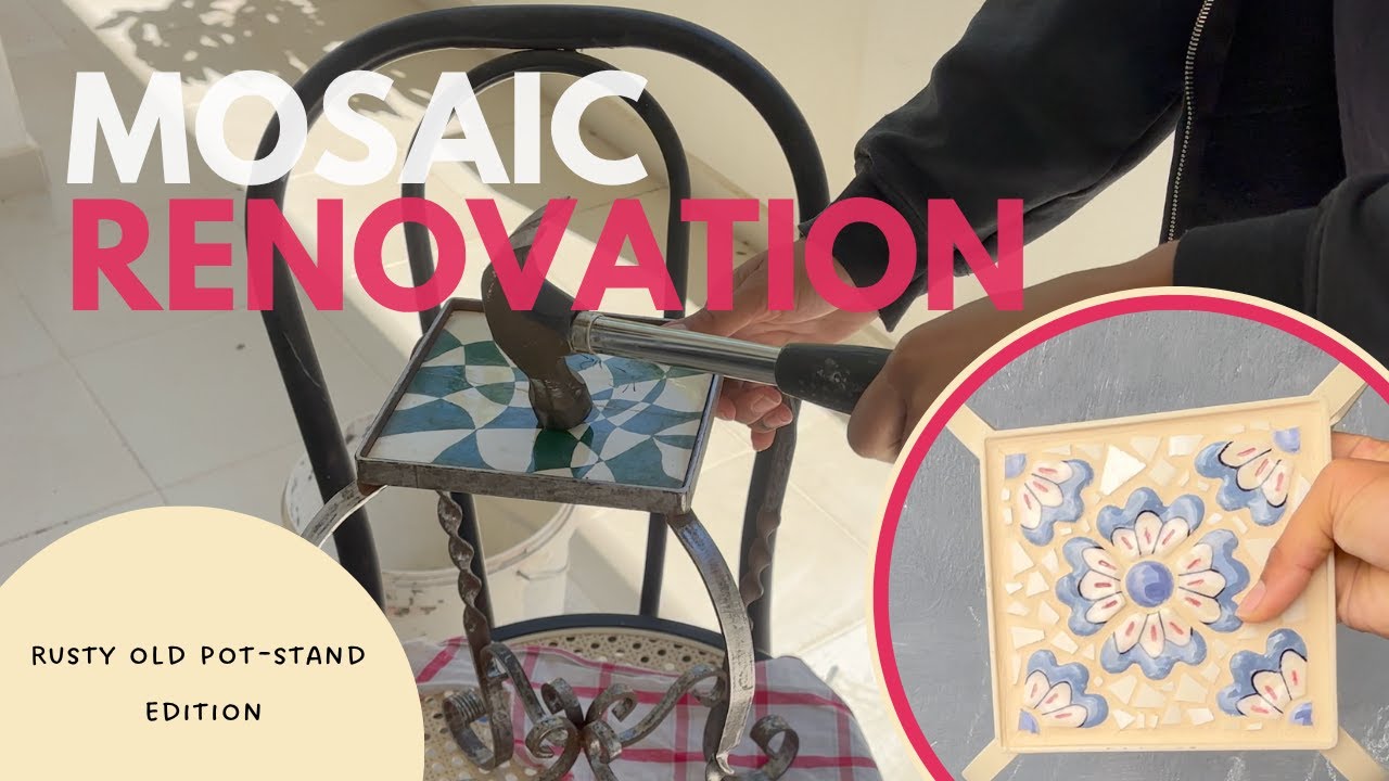 Transforming a Rusty Pot Stand: DIY Renovation & Custom Mosaic Tile! 🌟