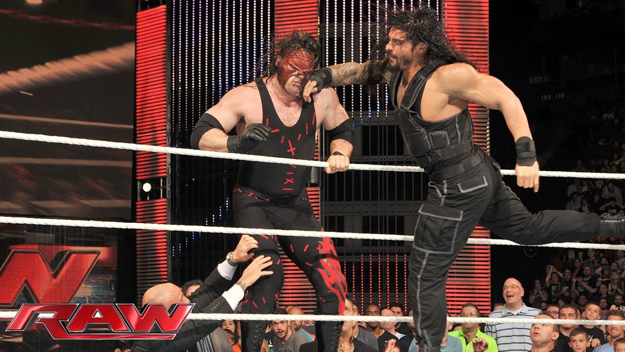 Roman Reigns Sparks Massive Brawl With Kane Raw July 7 2014