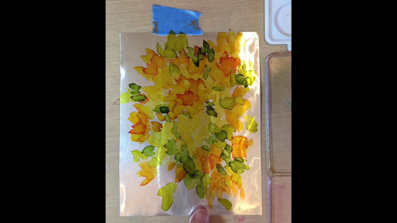 Alcohol Ink Flower Painting on Foil