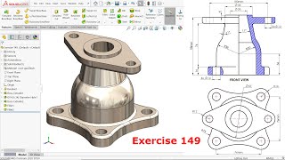 Solidworks tutorial Exercise 149 Revolved Boss, Extrude, Hole, Fillet