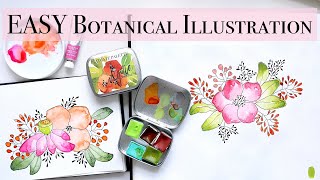 Easy Botanical Cluster Illustration | Watercolour Tutorial