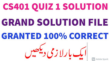 CS401 Quiz 1 Solution Spring 2020 CS401 Solved MCQs by Tech Solo Soft
