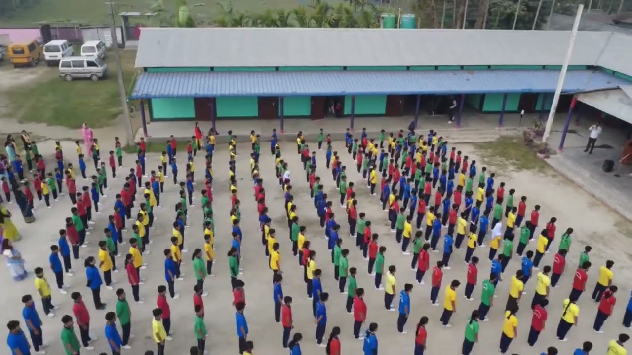 Drone’s view of Morning Assembly at Pinnacle Academy,Barpeta Road