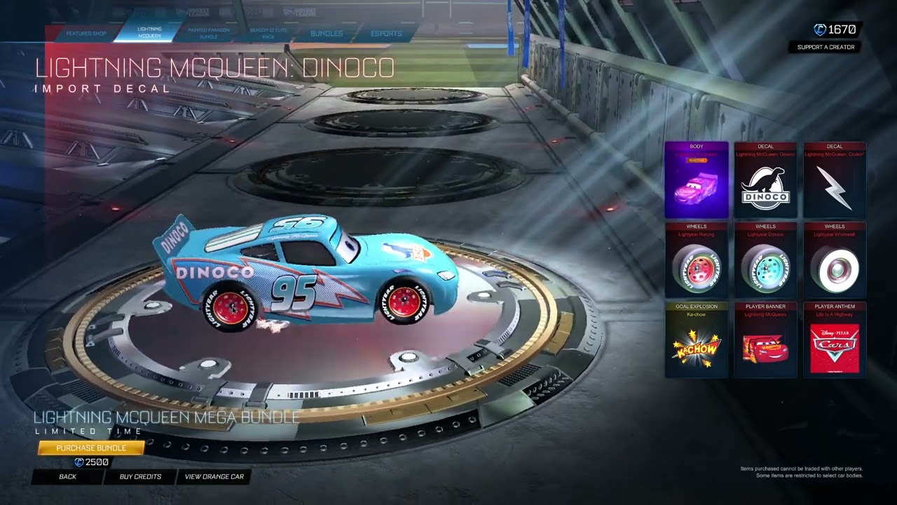 The Cars-Themed Lightning McQueen Mega Bundle Has Arrived In Rocket League