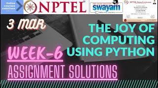 NPTEL | The Joy of Computing using Python | WEEK-6 Assignment Solutions