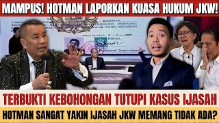 ASLI BUKAN MAIN! HOTMAN LAPORKAN KUASA HUKUM JKW, JKW PANIK TOTAL‼️TAK TAU HARUS BERBUAT APA LAGI⁉️
