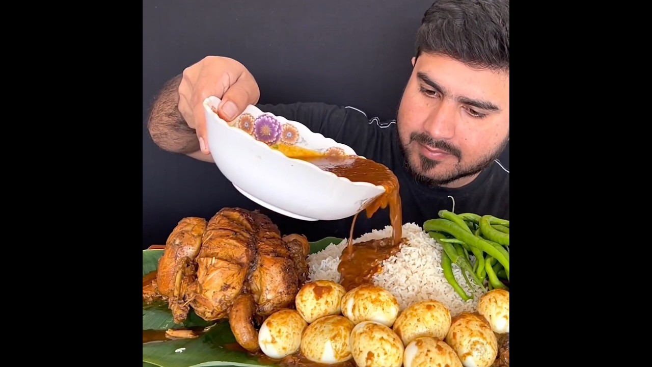 ASMR: EATING SPICY EGG CURRY🔥 BASMATI RICE || 