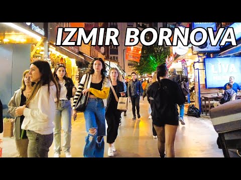 Izmir Turkey 2023 Bornova Nights, Bars and Cafes 4K 60fps Walking Tour