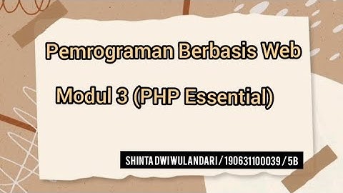 Tugas Pra UTS Pemrograman Berbasis Web - Shinta Dwi Wulandari (190631100039)