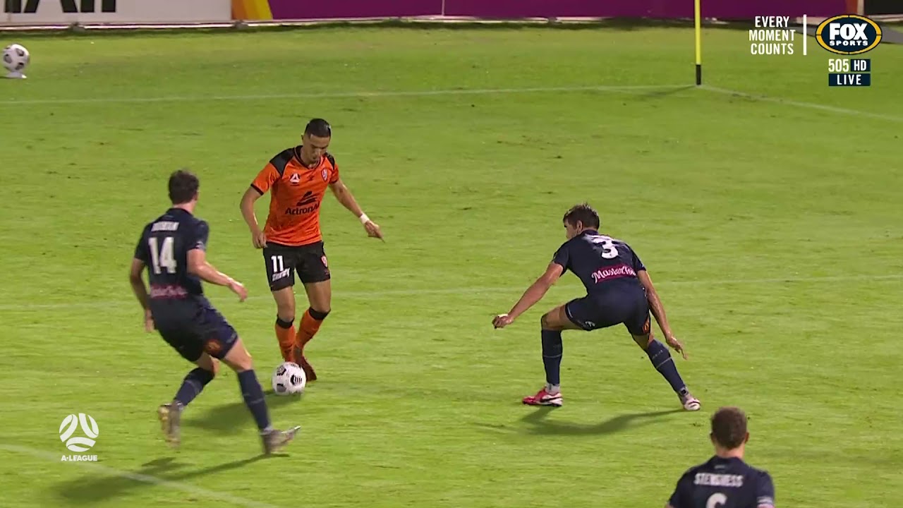 Joey Champness - Chance Vs Central Coast Mariners | Crossbar denies Champness effort!