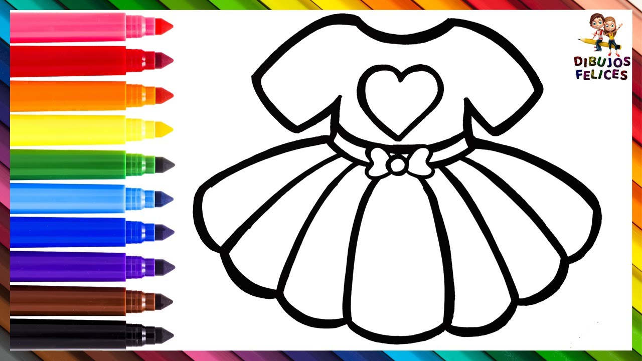 Dibuja y Colorea Un Lindo Vestido Arcoiris 👗🌈 Dibujos Para Niños - thptnganamst.edu.vn