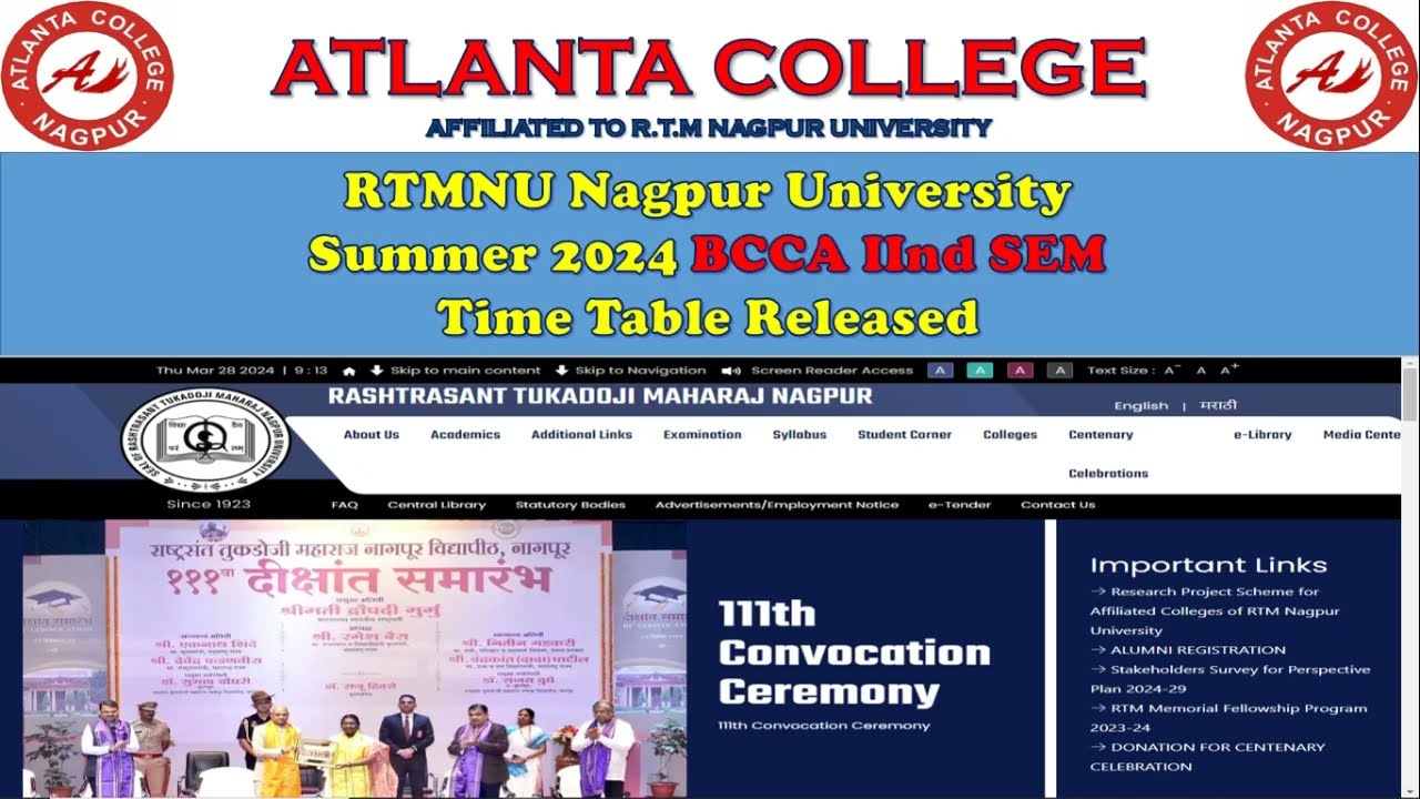 RTMNU Nagpur University BCCA II SEM Summer 2024 Time Table Released 