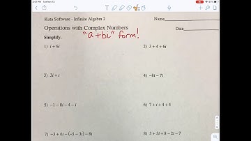 Simplifying Complex Numbers a + bi Algebra 2 Tutorial
