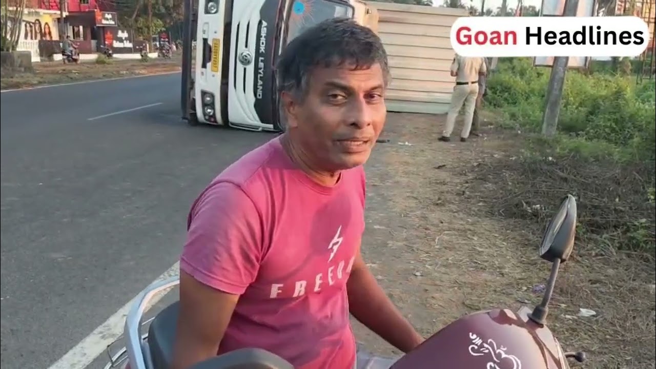 A high-speed truck container overturned at Chinchinim on Friday, leaving the driver injured.