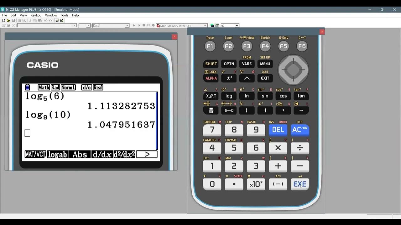 How to insert logab in fxCG50 (calculating log with base other than 10