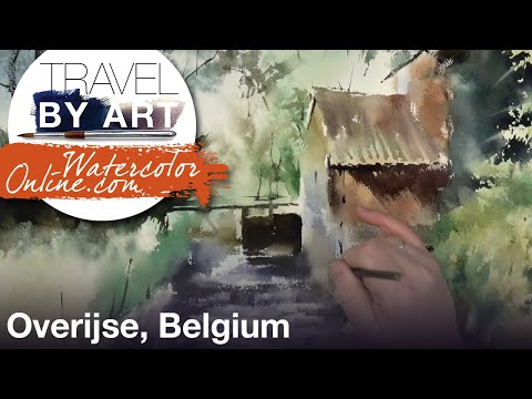 #164 Travel by Art, Ep. 36: Old Watermill in Overijse, Belgium (Watercolor Landscape Tutorial)