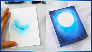 Moonlight Night Sky / Ink Blending / Relaxing Art / Satisfying Art / Glowing Moon Demo