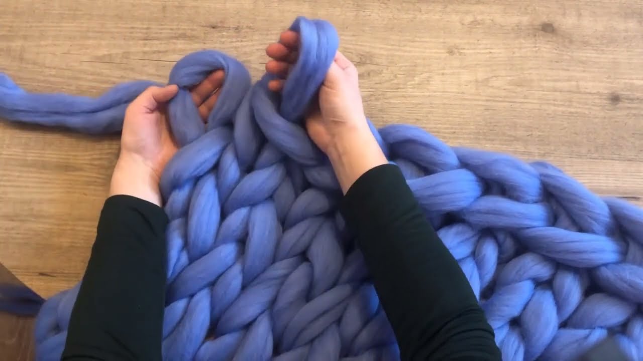 DIY TUTORIEL : Tricoter une couverture XXL avec les mains en laine de Mérinos